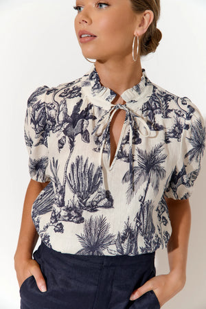 Linen Print Top