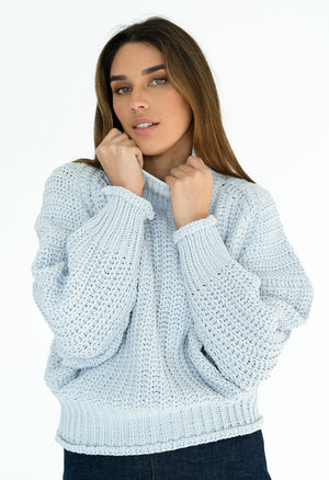 Ice Blue Chunky Knit